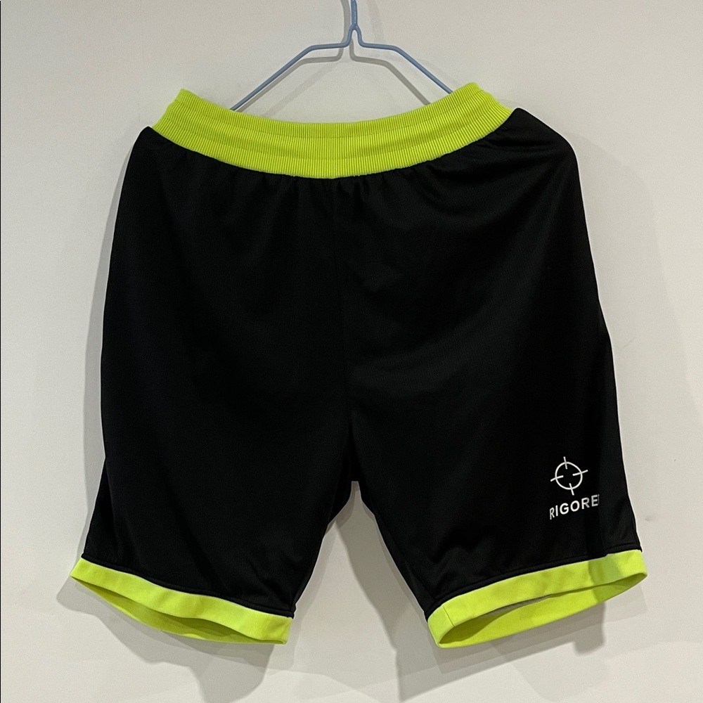 Igor Men's Black Shorts with Neon Yellow Waist and Hem